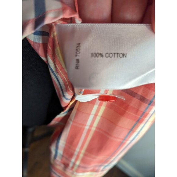 Orvis Long Sleeve Cotton Pink Plaid Button Down Shirt - 6 - Picture 9 of 11